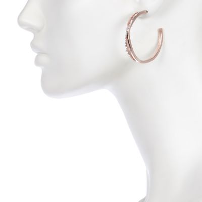 Rose gold tone twist hoop earrings